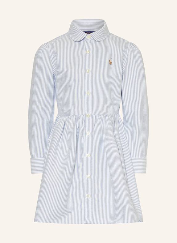 POLO RALPH LAUREN Hemdblusenkleid WEISS/ HELLBLAU