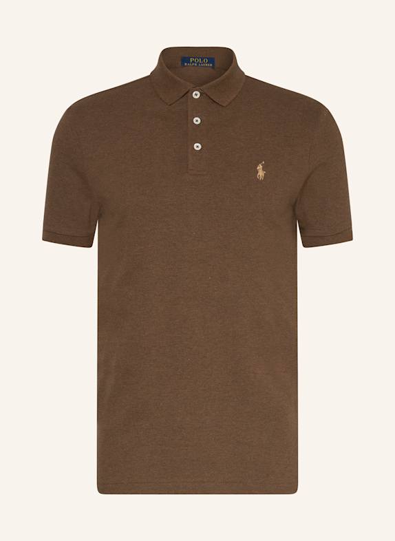 POLO RALPH LAUREN Koszulka polo z piki custom slim fit BRĄZOWY