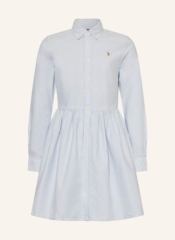 POLO RALPH LAUREN Hemdblusenkleid WEISS/ HELLBLAU