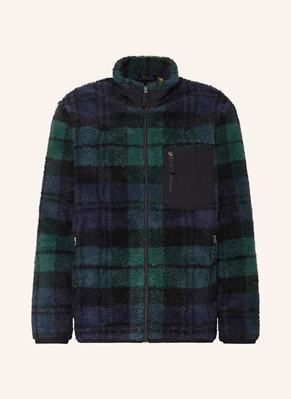 POLO RALPH LAUREN Teddyfell-Jacke SCHWARZ/ GRÜN/ BLAU