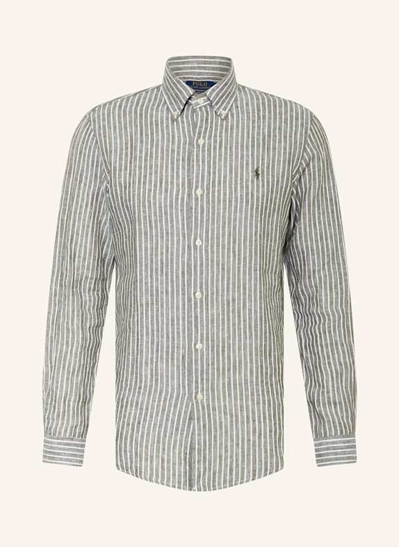 POLO RALPH LAUREN Leinenhemd Custom Fit OLIV/ WEISS