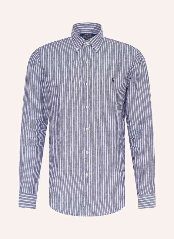 POLO RALPH LAUREN Leinenhemd Custom Fit DUNKELBLAU/ WEISS