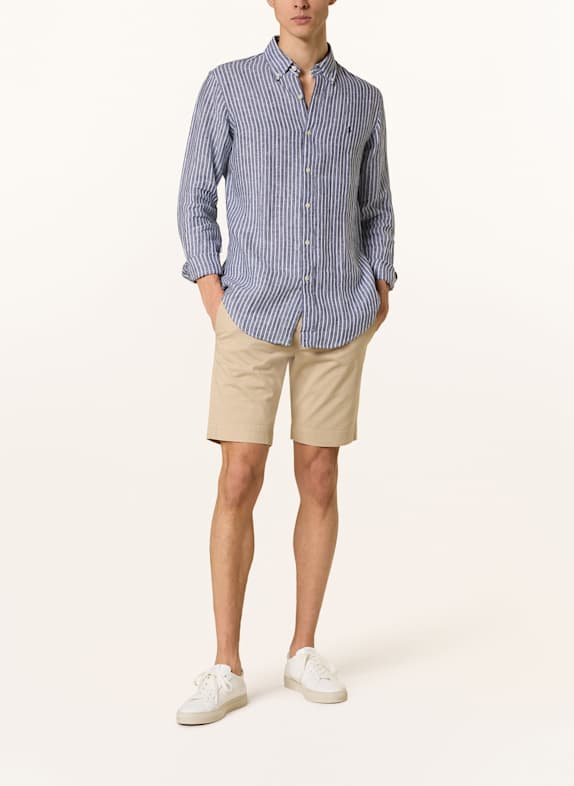 POLO RALPH LAUREN Linnen hemd Custom Fit DONKERBLAUW / WIT