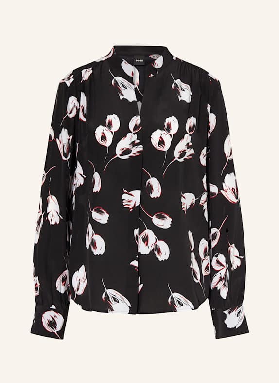 BOSS Silk blouse BANORA BLACK/ WHITE/ RED