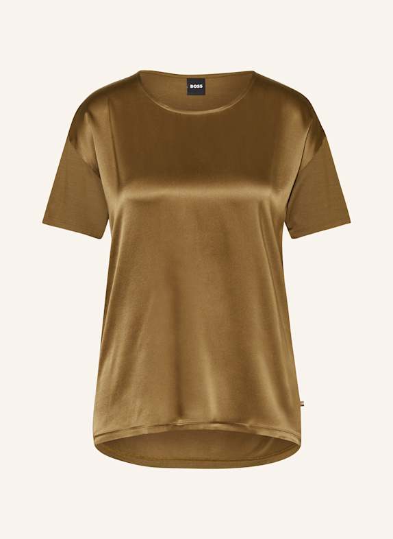 BOSS Shirt blouse ESANDY in mixed materials with silk BROWN