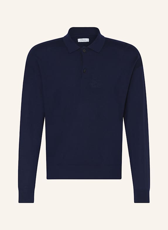 PAUL Strick-Poloshirt aus Merinowolle DUNKELBLAU