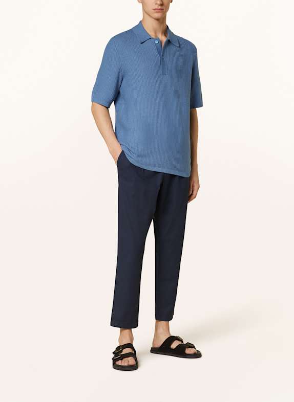 PAUL Chino met linnen DONKERBLAUW