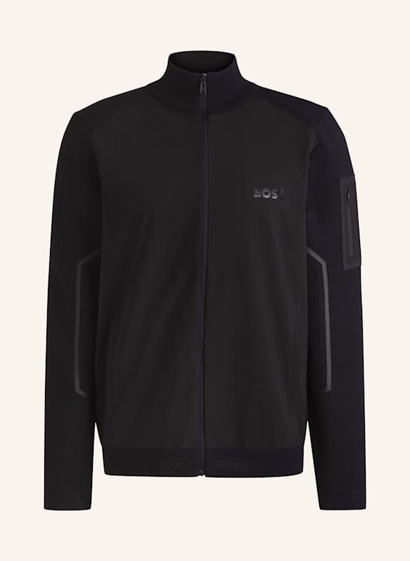 BOSS Strickjacke ZHINO im Materialmix SCHWARZ