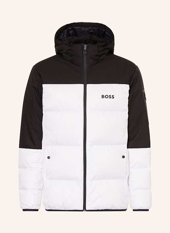 BOSS Lightweight-Daunenjacke HAMAR mit abnehmbarer Kapuze WEISS/ SCHWARZ