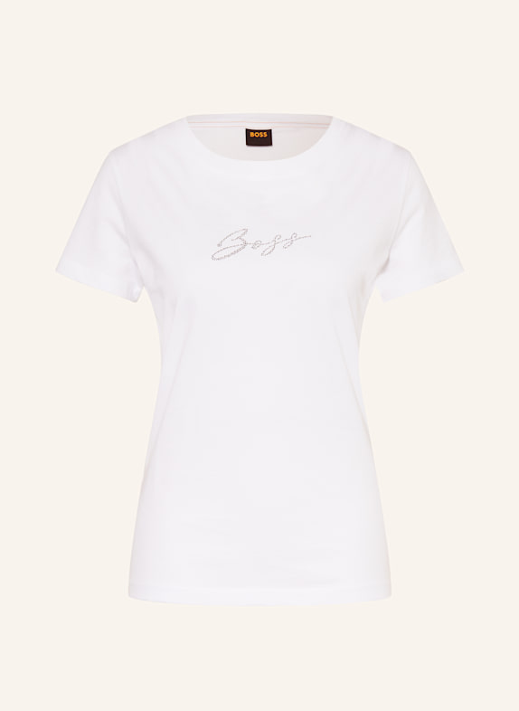 BOSS ESOGO T-shirt with decorative gems WHITE