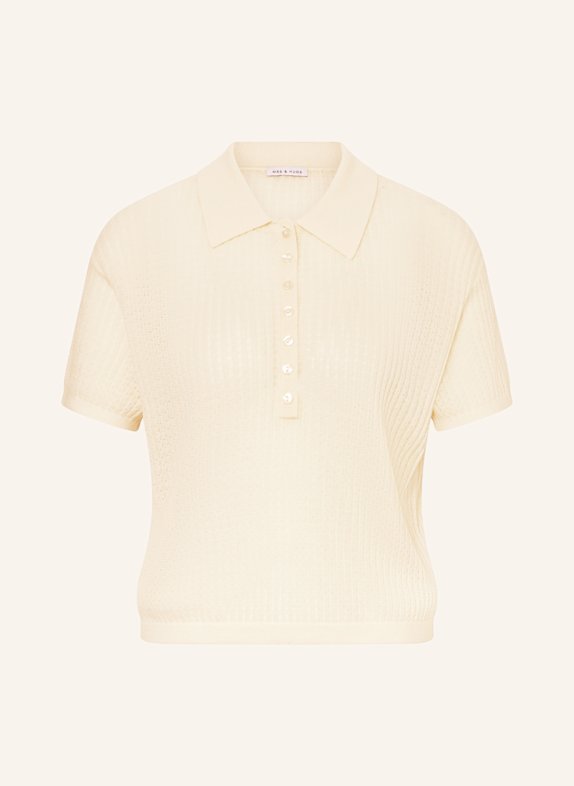 MRS & HUGS Strick-Poloshirt mit Cashmere ECRU