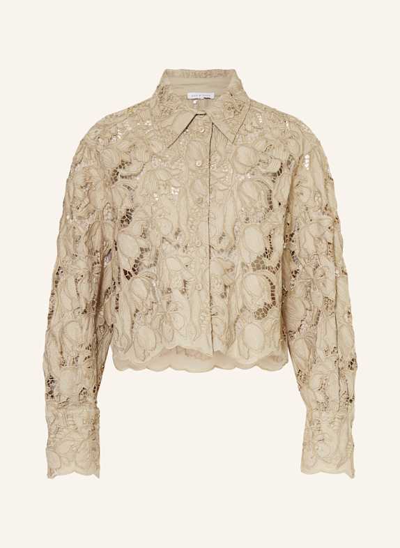 MRS & HUGS Shirt blouse made of broderie anglaise KHAKI