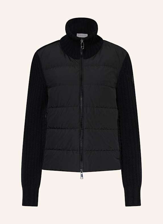MONCLER Strickjacke im Materialmix SCHWARZ