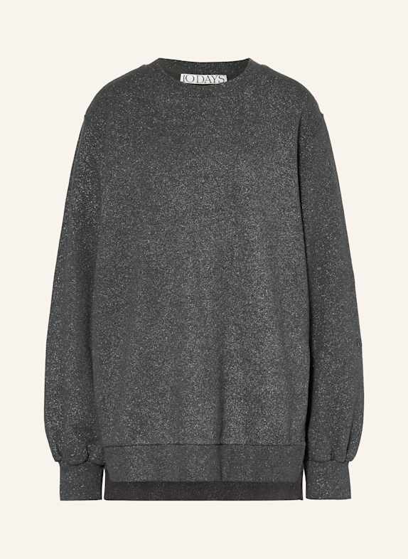 10DAYS Oversized-Sweatshirt mit Glitzergarn DUNKELGRAU/ SILBER
