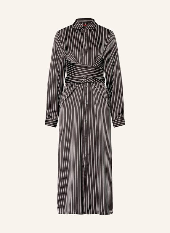 HUGO Hemdblusenkleid KATHRINA aus Satin SCHWARZ/ WEISS