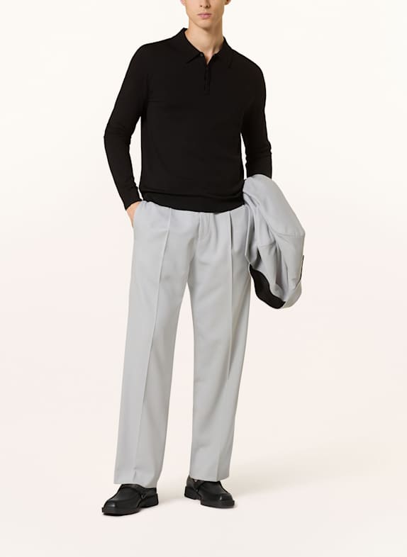 HUGO Gebreid poloshirt SAN PIPPO Slim Fit ZWART