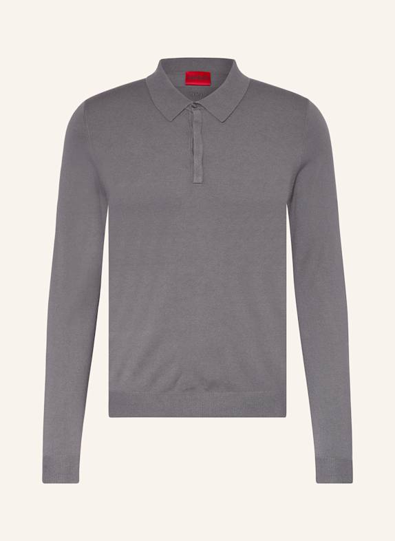 HUGO Koszulka polo z dzianiny SAN PIPPO slim fit SZARY