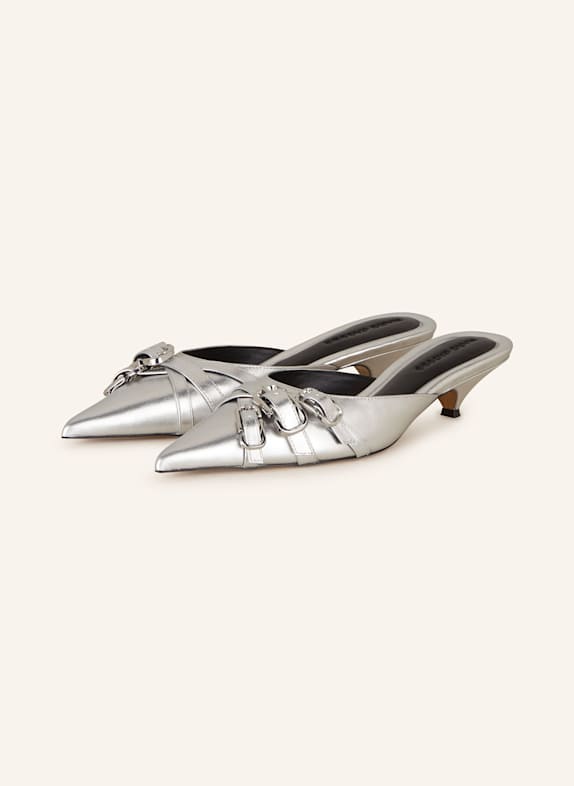 MARC JACOBS Mules THE EMMA KITTEN HEEL SILBER