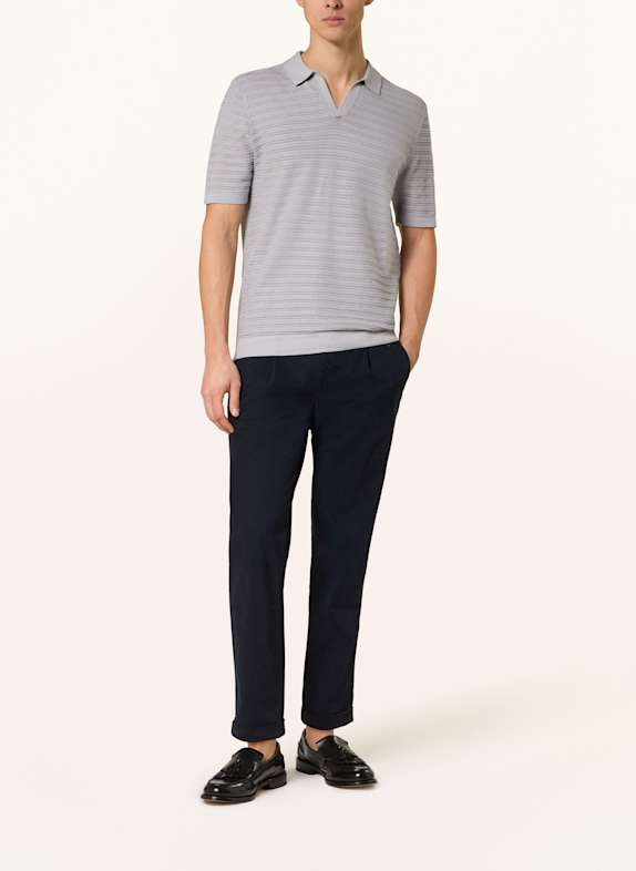 STROKESMAN'S Strikket polo-shirt BLÅGRÅ