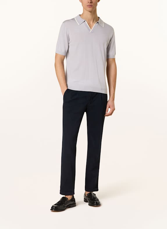 STROKESMAN'S Strikket polo-shirt LYSEGRÅ