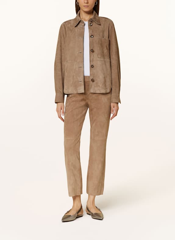 LUISA CERANO Leder-Overjacket HELLBRAUN