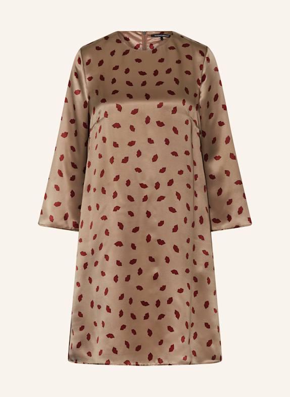 LUISA CERANO Satinkleid mit 3/4-Arm BRAUN/ ROT