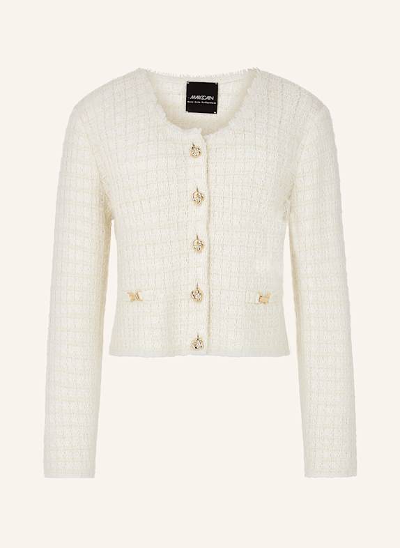 MARC CAIN Strickjacke mit Glitzergarn 112 bright ecru