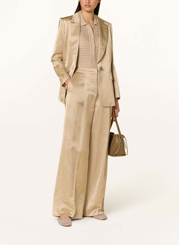 MARC CAIN Marlenehose WICHITA aus Satin mit Leinen 608 cappuccino macaron