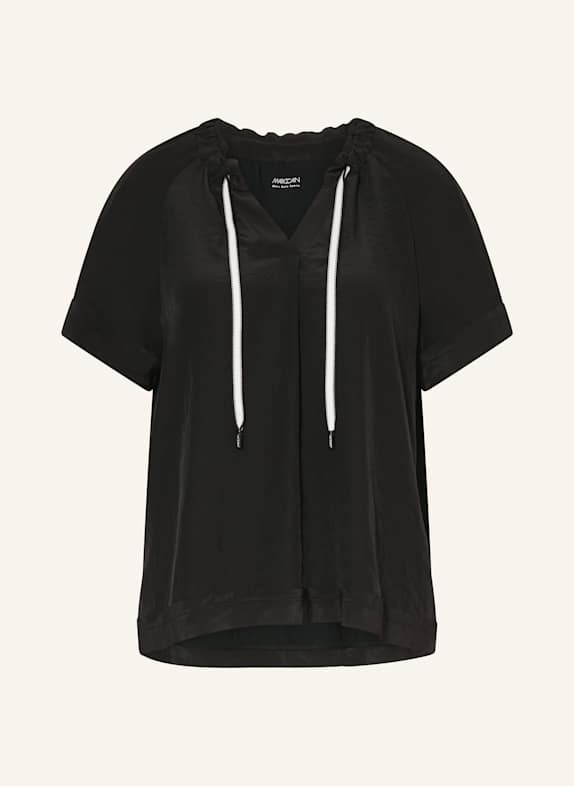 MARC CAIN Shirt blouse in mixed materials 900 BLACK