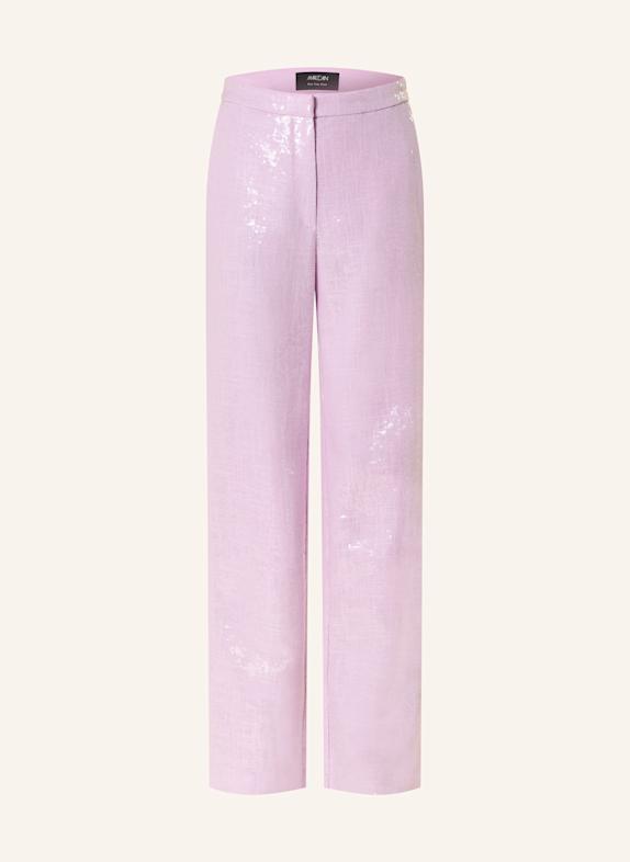 MARC CAIN Marlenehose WUKARI mit Leinen und Pailletten 707 deep lavender