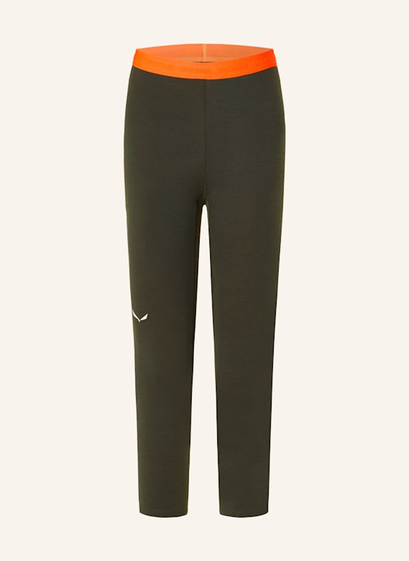 SALEWA Funktionswäsche-Hose CRISTALLO mit verkürzter Beinlänge aus Merinowolle DUNKELGRÜN