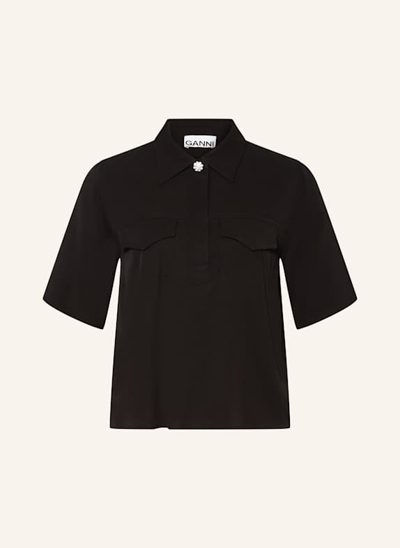 GANNI Hemdbluse SCHWARZ