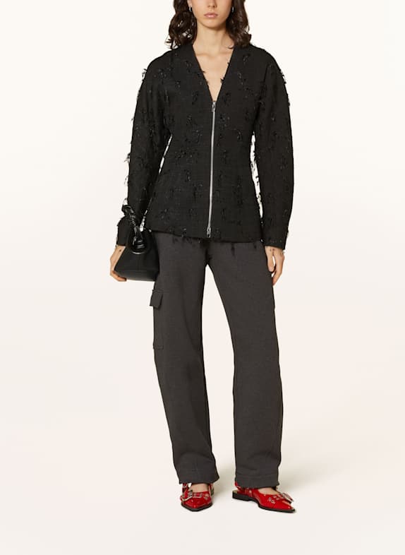 GANNI Tweed blazer ZWART