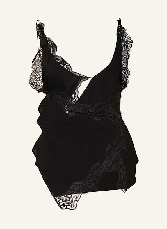 CHRISTOPHER ESBER Top with lace and cut-out BLACK