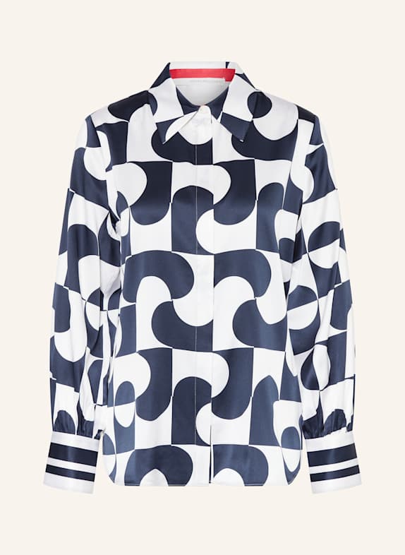HERZEN'S ANGELEGENHEIT Shirt blouse in silk WHITE/ DARK BLUE