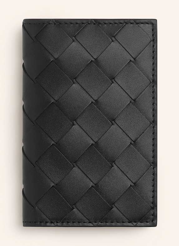 BOTTEGA VENETA Geldbörse INTRECCIATO FLAP BLACK/MADDER BROWN