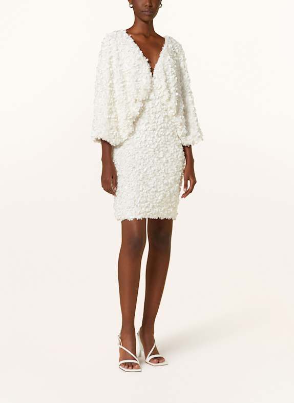 ROTATE Kleid mit Pailletten und 3/4-Arm ECRU