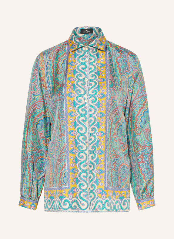ETRO Hemdbluse aus Seide BLAU/ GRÜN/ ROT