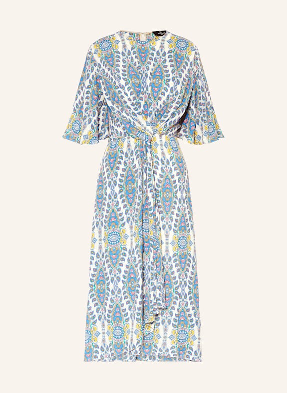 ETRO Kleid in Wickeloptik CREME/ BLAU/ DUNKELGELB