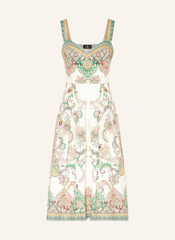 ETRO Kleid ECRU/ GRÜN/ HELLROT