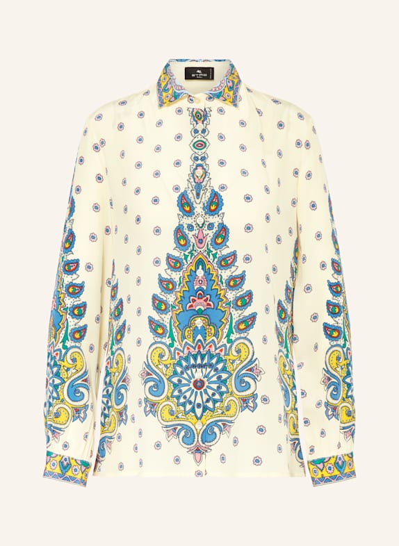 ETRO Hemdbluse aus Seide HELLGELB/ BLAU/ ROSA