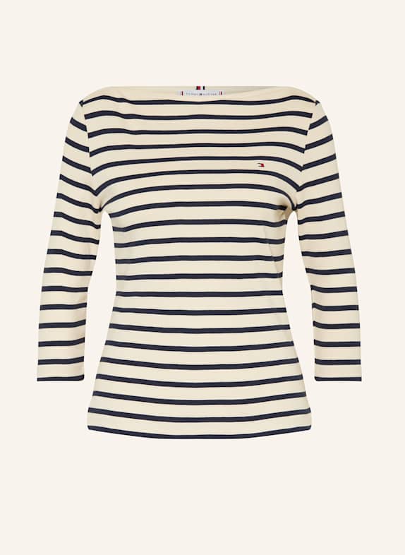 TOMMY HILFIGER Shirt mit 3/4-Arm BEIGE/ DUNKELBLAU