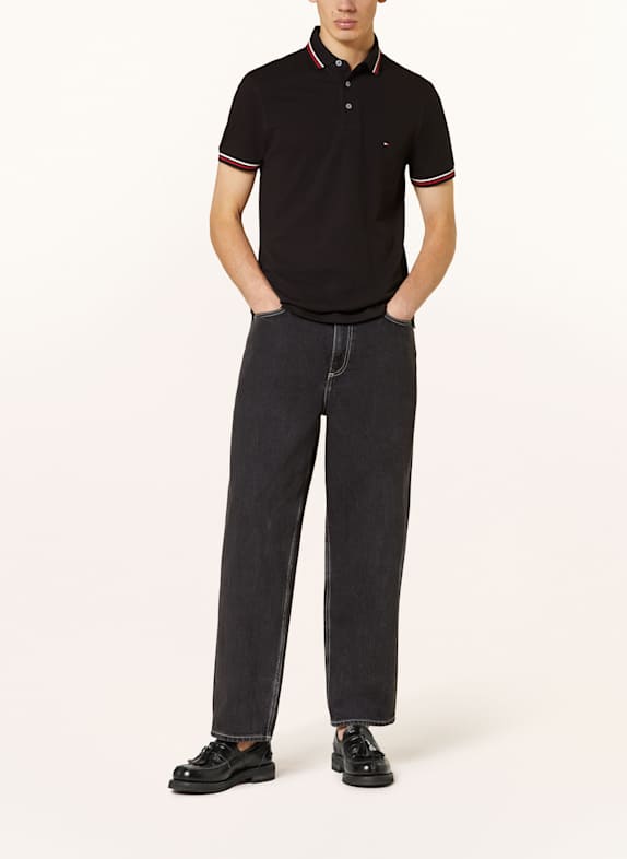 TOMMY HILFIGER Piqué poloshirt TIPPED Slim Fit ZWART