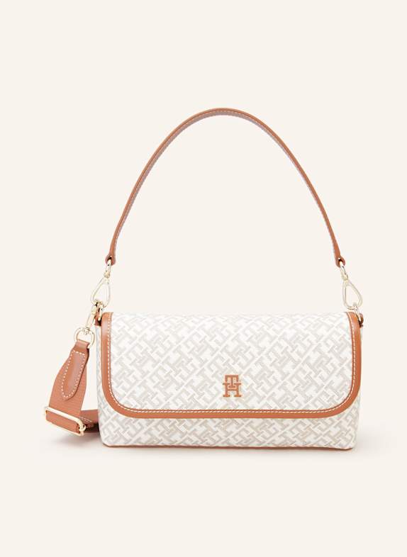 TOMMY HILFIGER Umhängetasche WEISS/ COGNAC