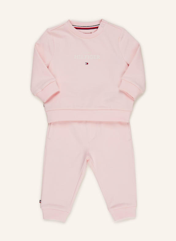 TOMMY HILFIGER Zestaw: Zestaw: bluza nierozpinana i spodnie dresowe JASNORÓŻOWY