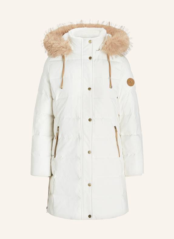LAUREN RALPH LAUREN Steppmantel mit abnehmbarem Kragen und Kunstpelz CREME