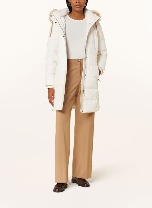 LAUREN RALPH LAUREN Steppmantel mit abnehmbarem Kragen und Kunstpelz CREME