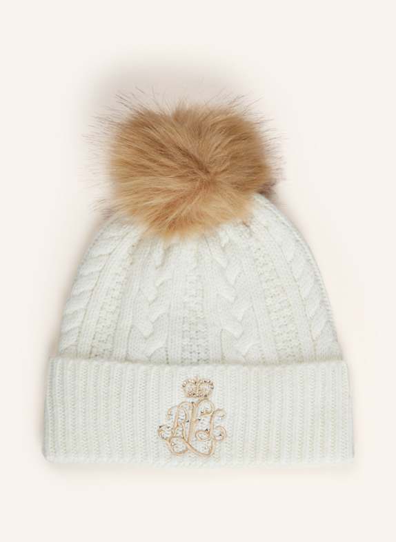 Dolce & Gabbana Čepice s ozdobnými kamínky KRÉMOVÁ