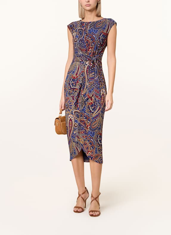 LAUREN RALPH LAUREN Jerseykleid mit Cut-out BLAU/ GRÜN/ CREME