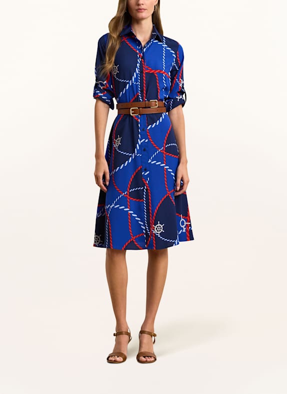 LAUREN RALPH LAUREN Hemdblusenkleid BLAU / DUNKELBLAU / ROT